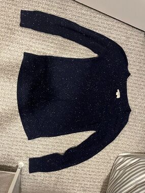 LOFT Navy Speckled Crewneck Sweater